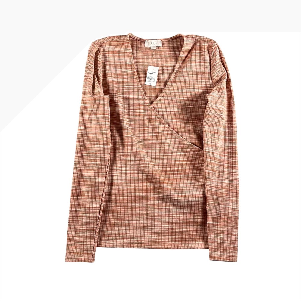 Loft Outlet NWT Women's Faux Wrap Long Sleeve Tan Top Size XS
